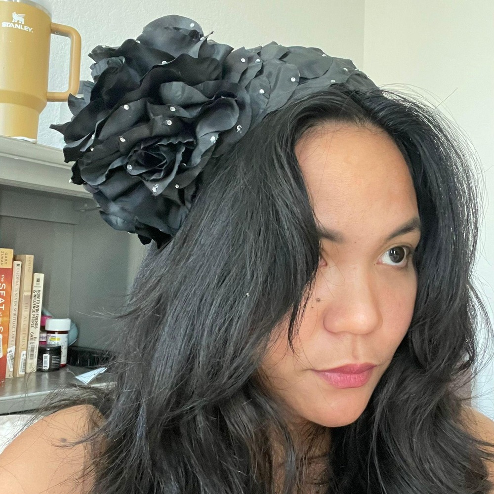 Black Floral Fascinator Hat‎ Rhinestone Rose Flower Headband Race Wedding